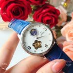 Best Replica Omega Moon phase Ladies watch SS Blue Leather strap